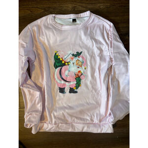 Women's Christmas vintage Santa Sweatshirt Pink L